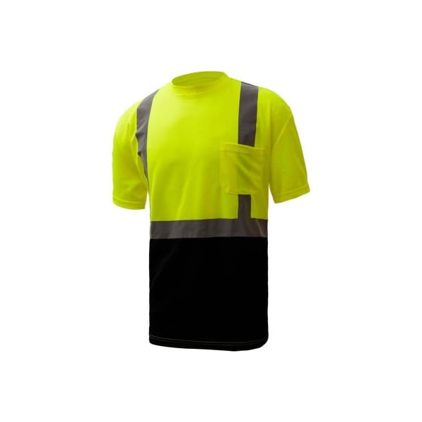 Gss Safety GSS Safety 5111, Class 2, Microfiber Birdseye Short Sleeve T-Shirt W/ Black Bottom, Lime, 3XL Tall 5111-3XL TALL - main